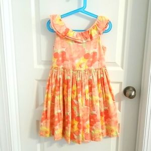 JANIE and JACK girl flower dress peach color size 7 in EUC.